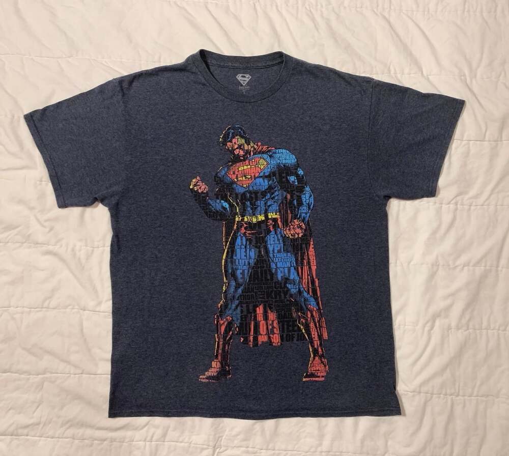 Superman Adult Large T-Shirt blue